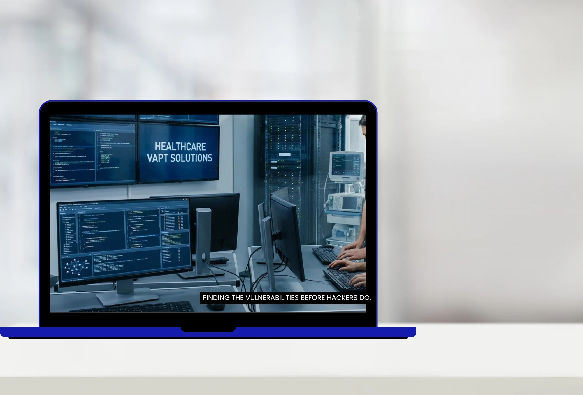 Vulnerability assessment and penetration testing (VAPT) environment identifying security weaknesses before attacks.