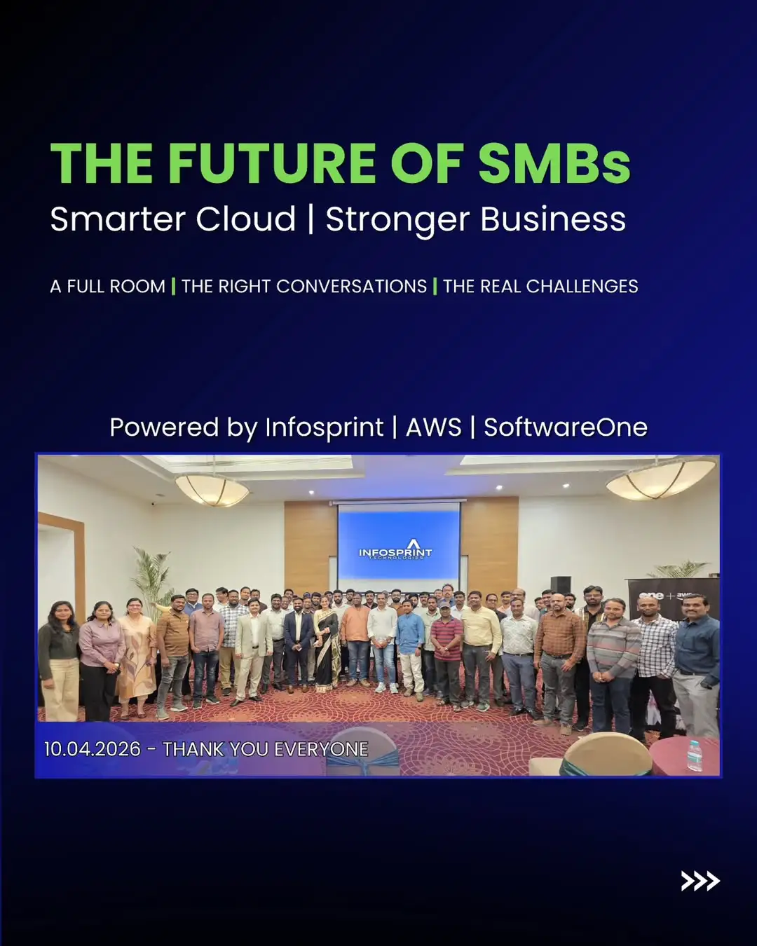  Infosprint team gathering for SMB event showcasing collaboration and company culture